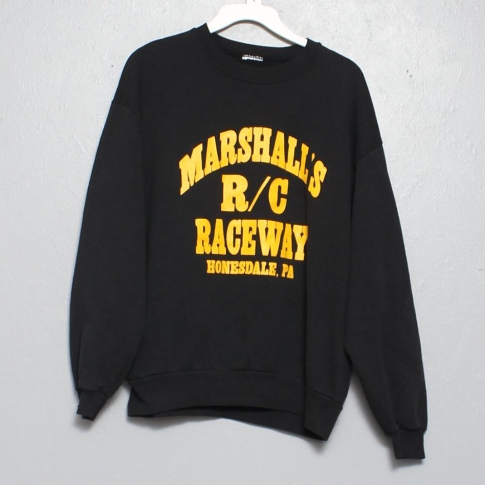 Vintage Black Sweatshirt with Yellow Print